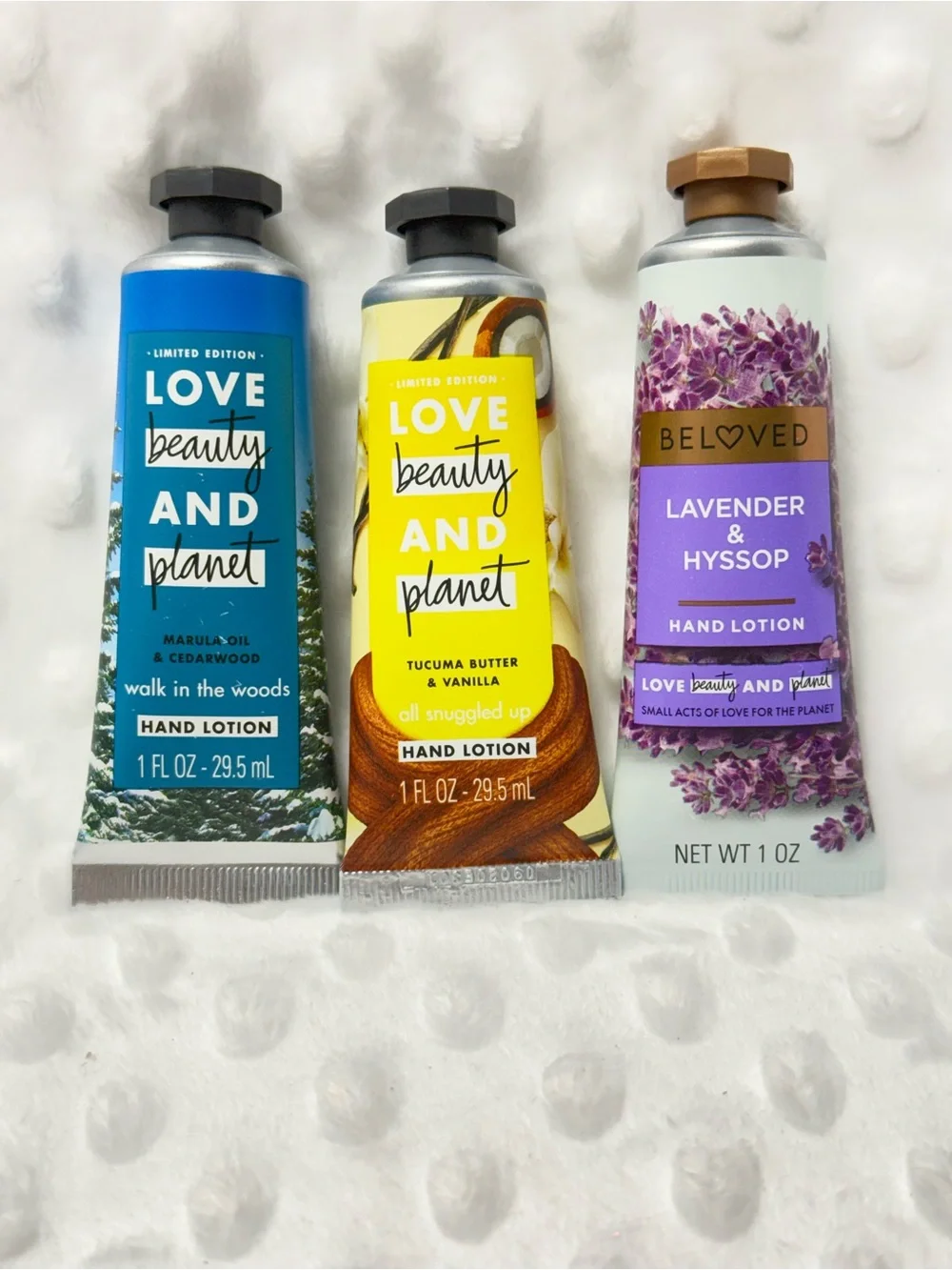 Live beauty and planet Limited Edition 3 pack of hand lotions- 1 oz each